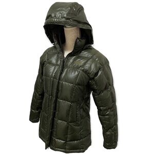 North face puffer jacket hood 600 goose down thermal green XS